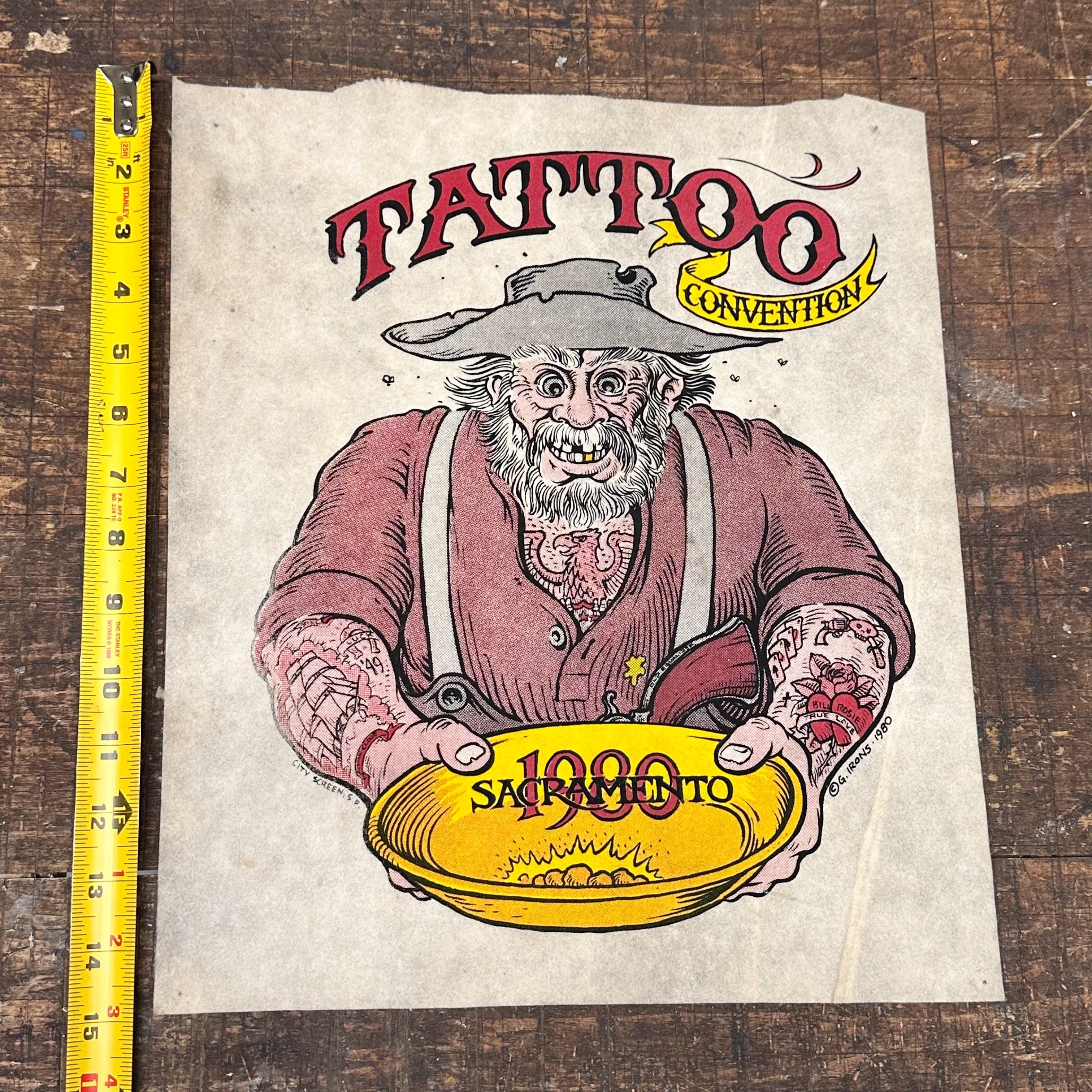 1980s Greg Irons Tattoo Convention Print on Fabric | 1980
