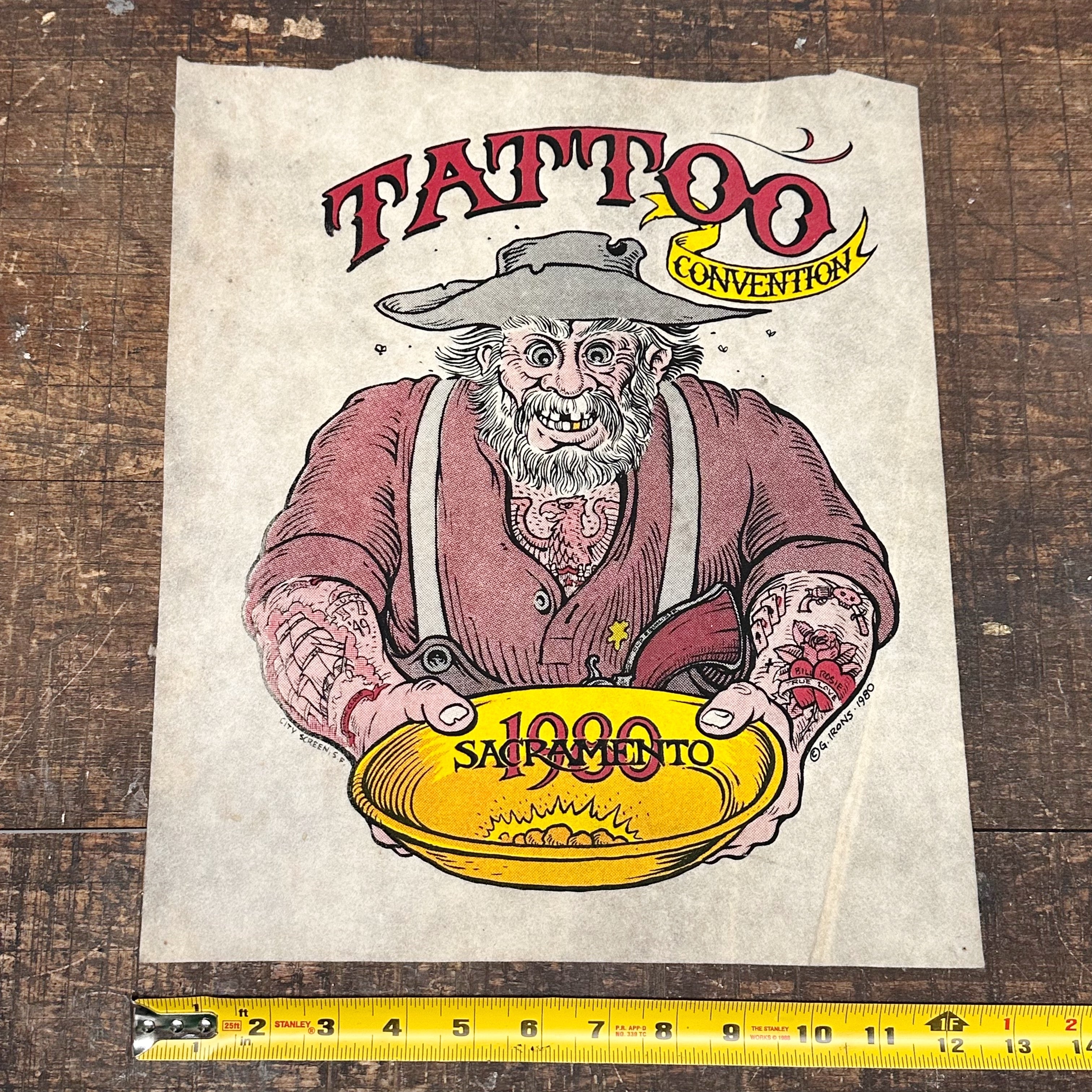 1980s Greg Irons Tattoo Convention Print on Fabric | 1980