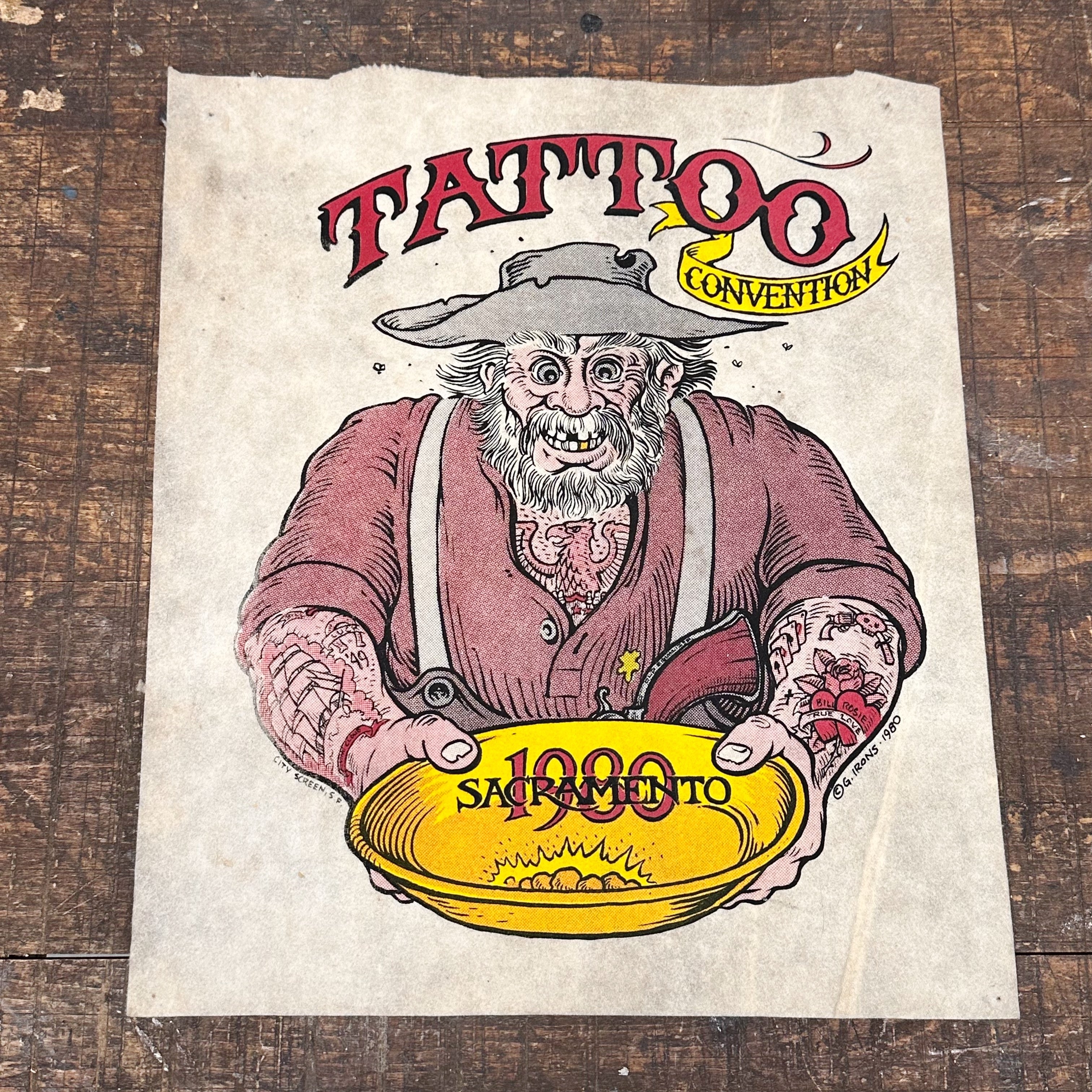 1980s Greg Irons Tattoo Convention Print on Fabric | 1980