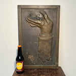 1960s Surreal Bronze Relief of Hand Raising a Body at Rest with Flower
