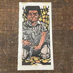 1960s Woodcut Print of Boy Holding.a Lamb | "El Favorito"