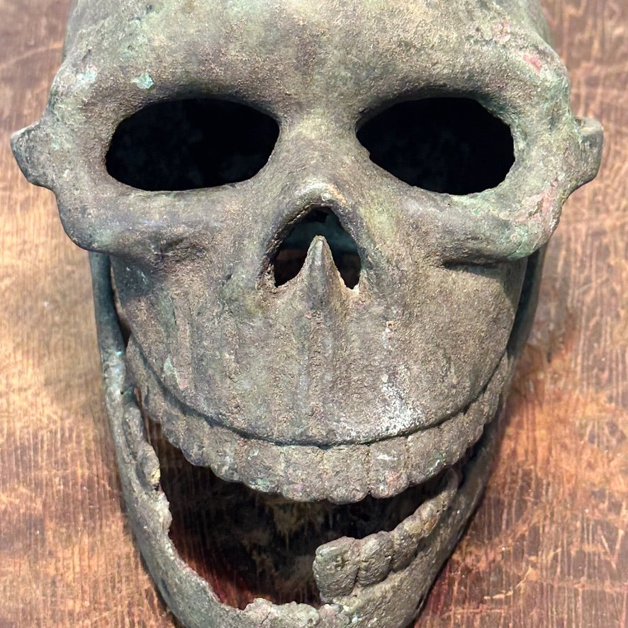 Benin Bronze Skull with Macabre Grin | Early 20th Century