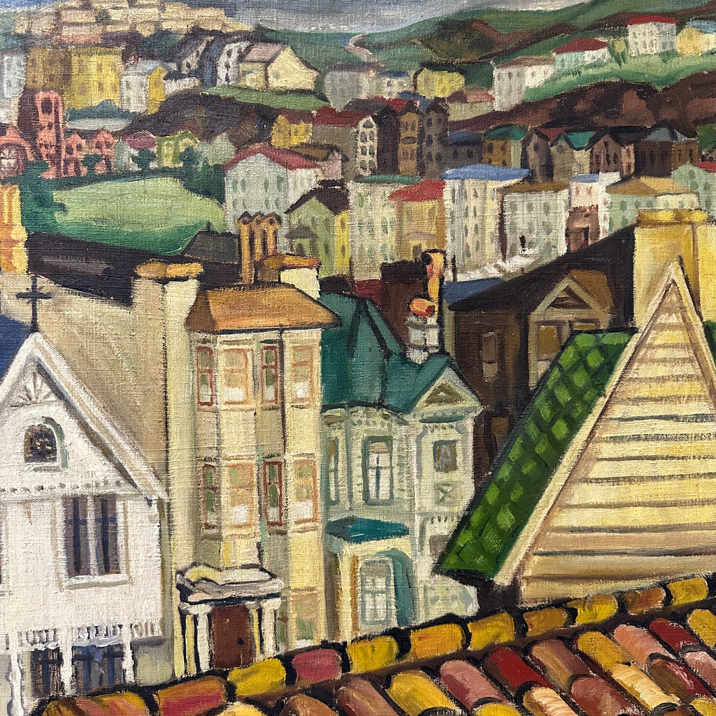 1940s San Francisco Painting of Neighborhood in the Hills | WPA