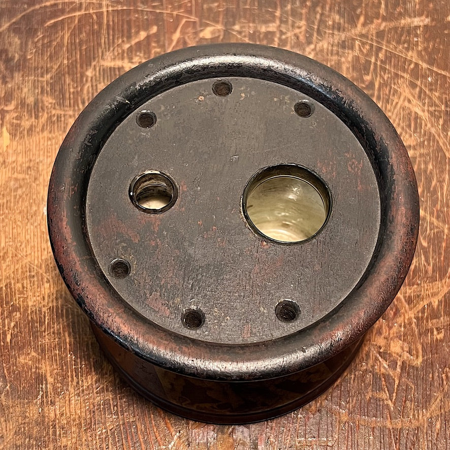 1800s New England Wood Inkwell | Museum Collection Tag