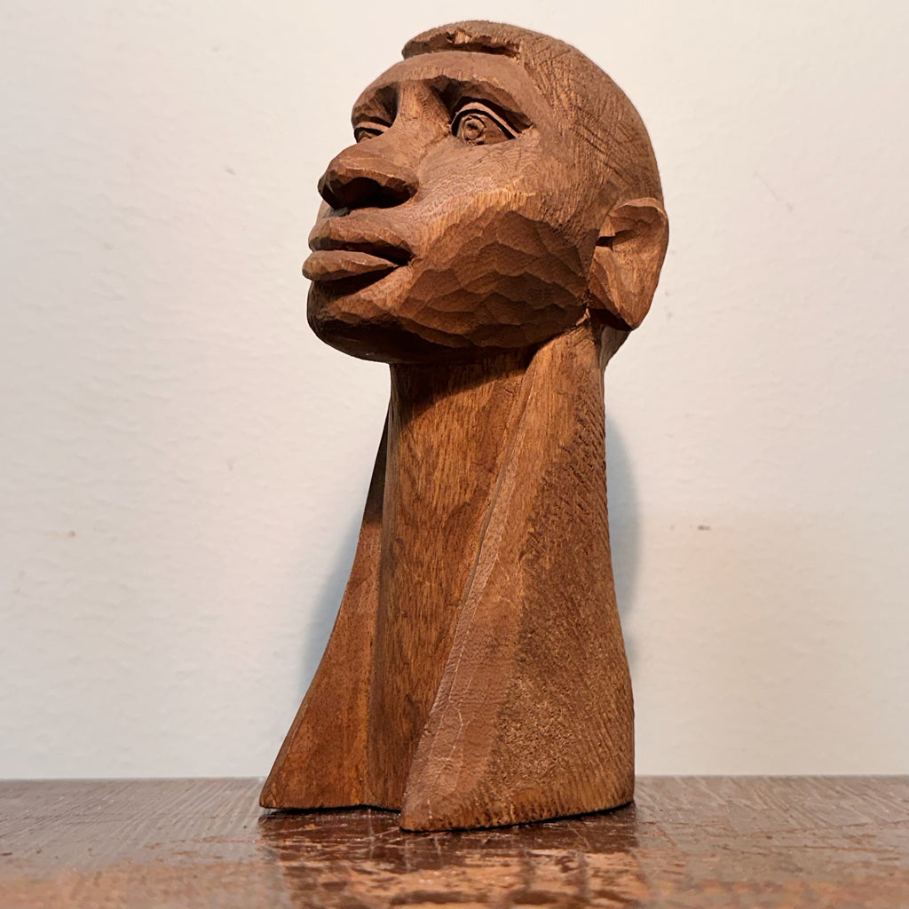 Vintage Folk Art Sculpture of African American Male Bust