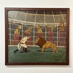 1930s Carnival Painting of Lion Tamer by Circus Painter R.G. Fiege