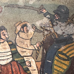1920s Ex Voto Tin Retablo of Man Avoiding a Soldier Stabbing