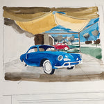 Rare 1960s Karmann Ghia Volkswagen Dealership Architectural Rendering | Rare VW Bug Paintings