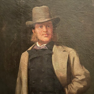 19th Century Old West Painting of Western Gentleman - South Dakota Estate - Deadwood - 1800s Oil on Canvas Artwork -  Mystery Artist -Mining