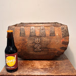 Antique Chinese Wood Grain Basket with Stylized Tulip Carving