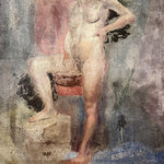 1920s Art Deco Painting of Nude Woman | Found Art