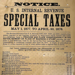 19th Century Liquor Tobacco Broadside Poster for Special Taxes - 1800s Antique Sin Posters - Rare Alcohol Historical Documents