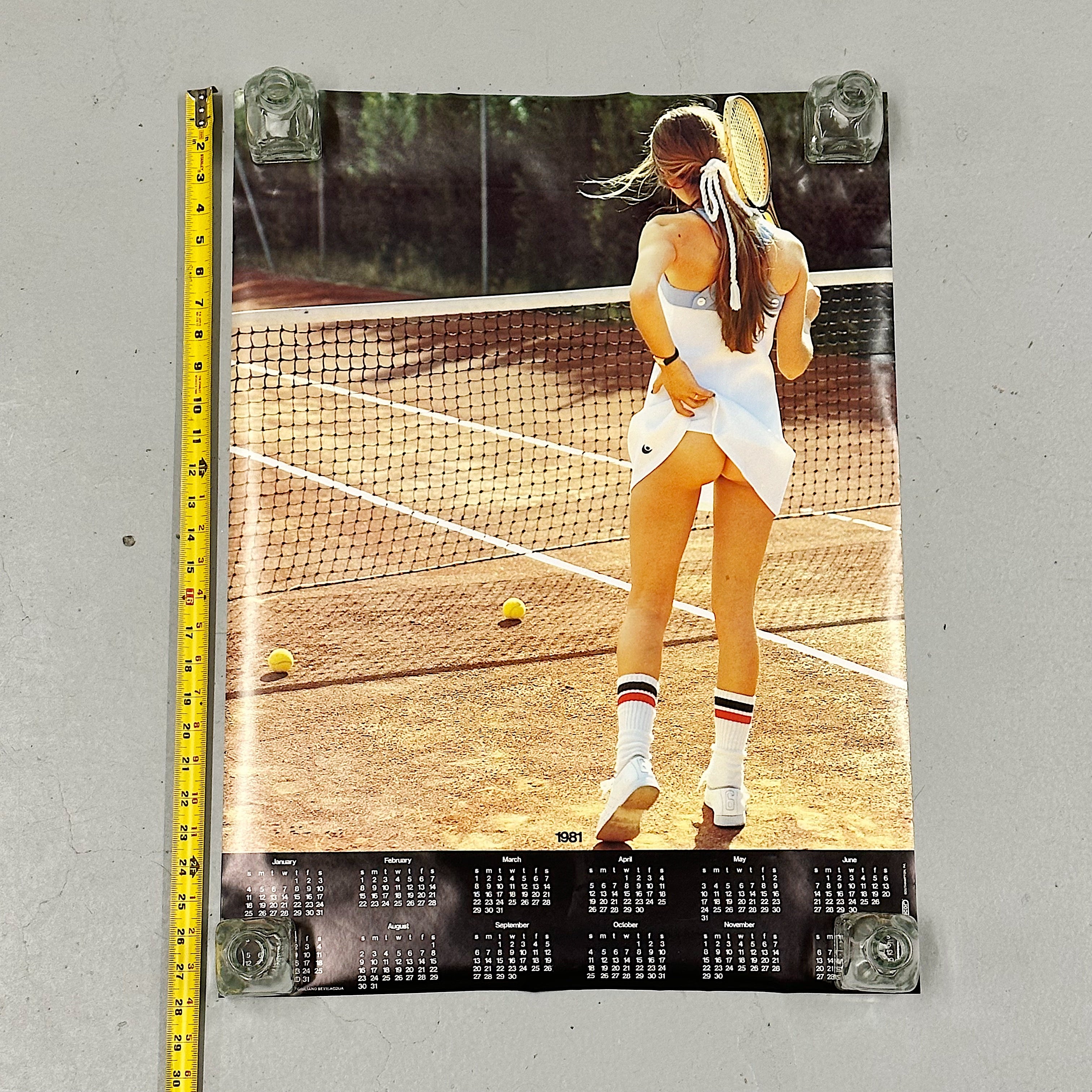 Rare 1980s Tennis Girl Poster with Calendar by Scandecor | 1981