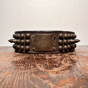 Antique Studded Dog Collar with "Bob Rinker" Tag - Early 1900s Leather Buckle Collars - Punk Rock Style Rare