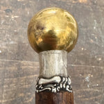 Antique Folk Art Snake Cane with Ornate Sterling Silver Band