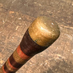 Antique Stacked Leather Cane with Tiger Stripe Handle | 1800s