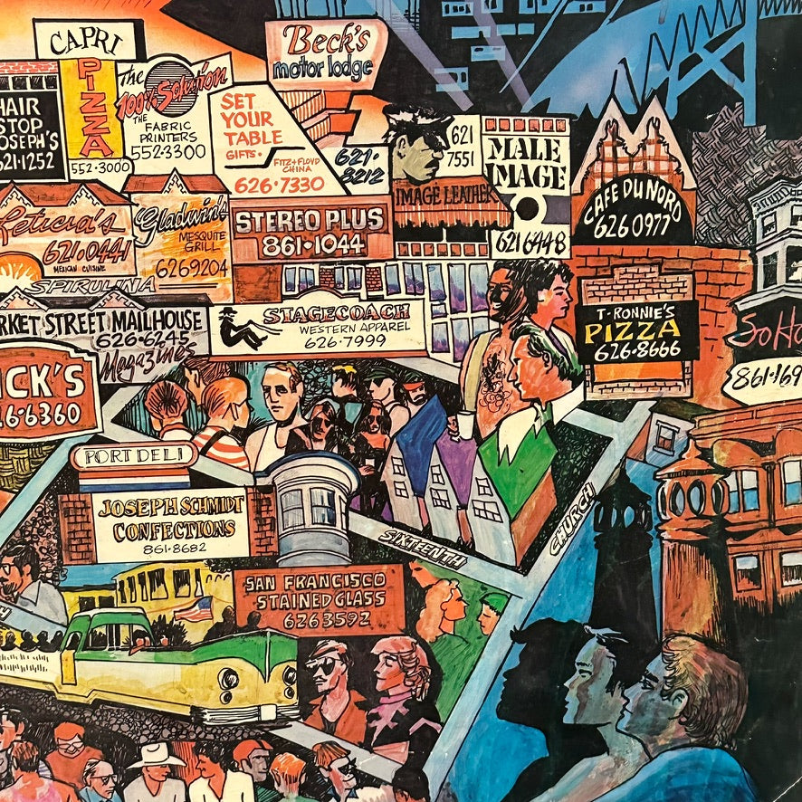 Rare "The Castro San Francisco" Pictorial Map Poster circa 1985 | AS IS
