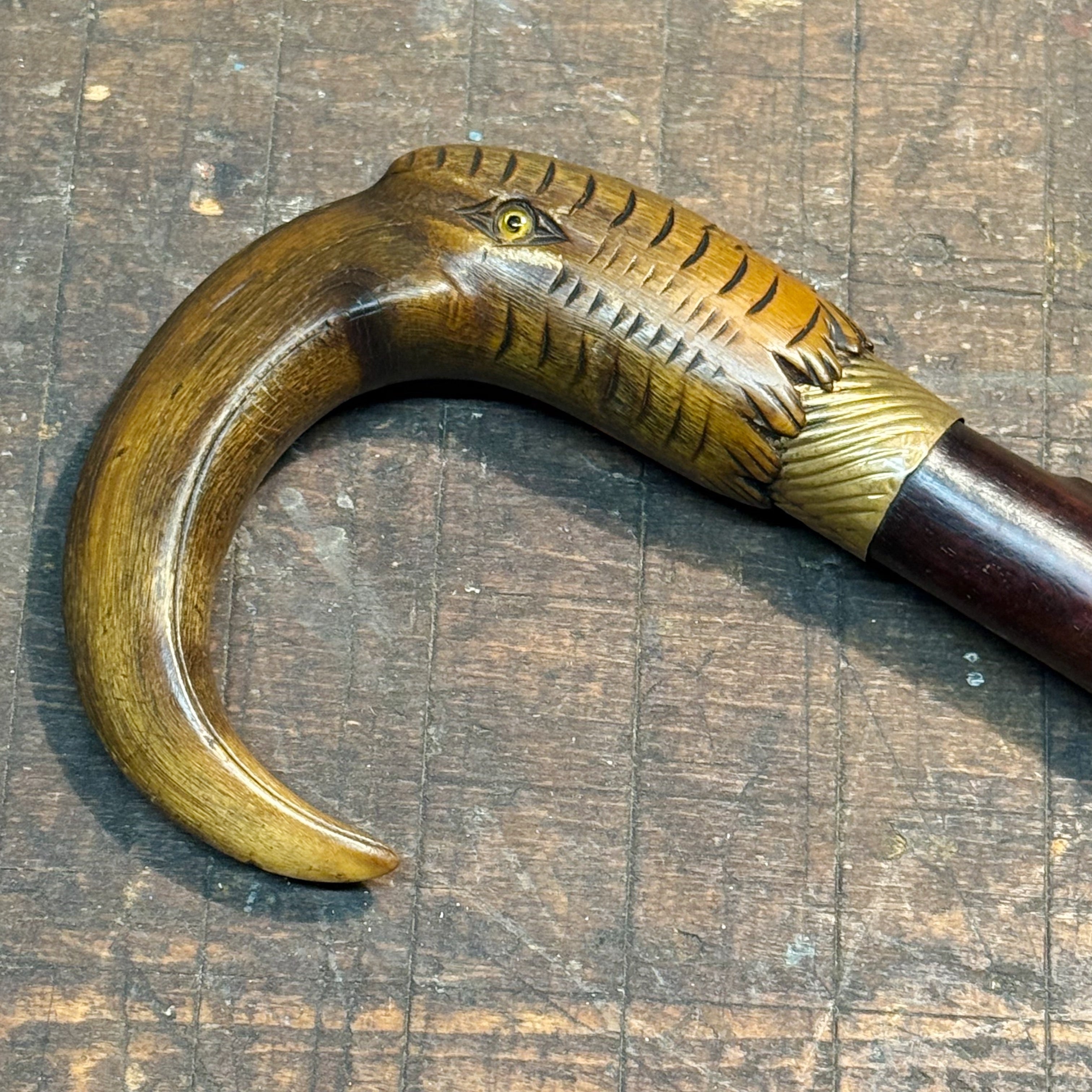 Antique Ibis Horn Walking Cane with Montreal Markings