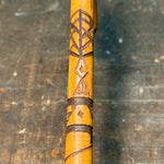 Antique Folk Art Walking Cane from New London Connecticut - 1929 - Depression Era Walking Stick - Deep Groove Design - Hand Carved