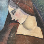1920s Deco Painting of Stylized Woman Gazing - "Bethinski" - Chicago Institute of Art - Signed Mully - Rare Antique Chicago Artwork
