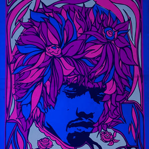 1960s Jimi Hendrix Blacklight Poster titled “Mr Experience” - 1967 - Pandora Productions  - Original Psychedelic Posters  - Meyers Johansen