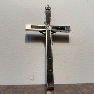 Antique Nickel Crucifix with Skull and Crossbones | German