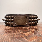 Antique Studded Dog Collar with "Bob Rinkers" Tag - Early 1900s Leather Buckle Collars - Punk Rock Style