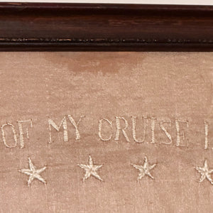 Early 1900s Souvenir Silk Embroidery of Military Hawaiian Cruise