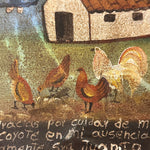 1920s Ex Voto Tin Retablo of Protecting the Chickens from Coyotes