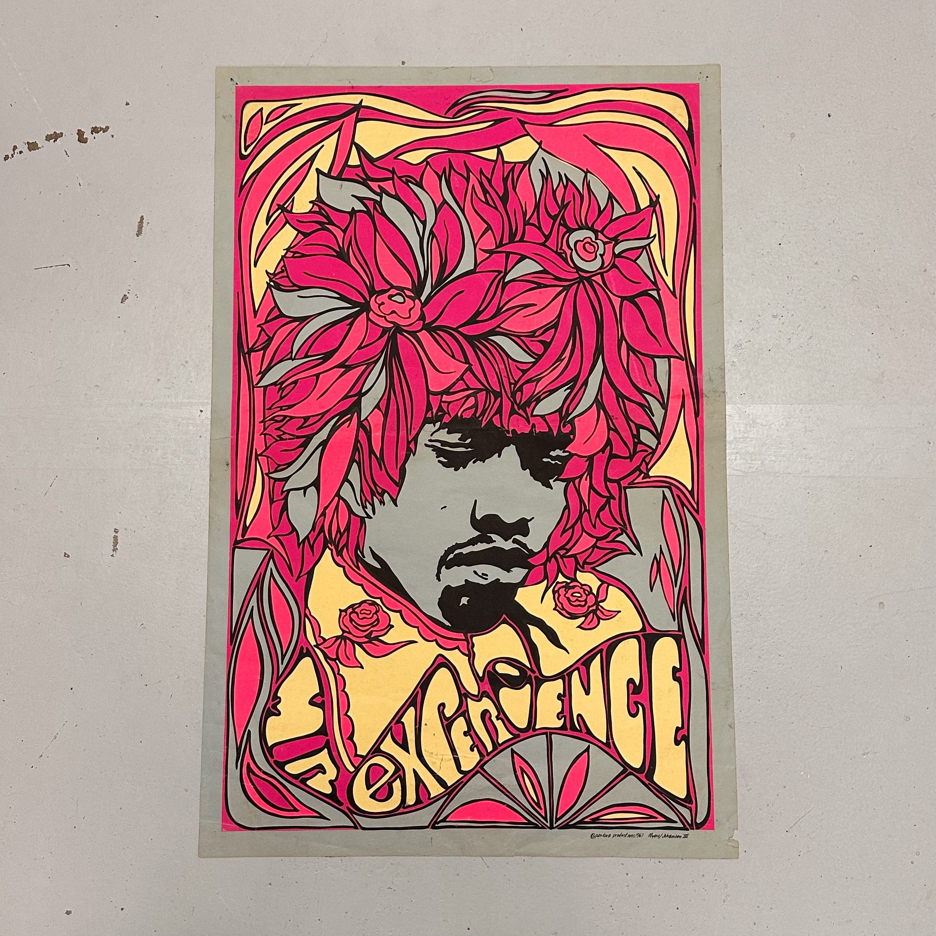 1960s Jimi Hendrix Blacklight Poster titled “Mr Experience” | 1967