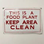 1950s Industrial Food Plant Sign - Pabst Blue Ribbon Brewery - 36" x 24" -  Keep Area Clean - Industrial Goods Signage - Red White
