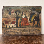 1920s Ex Voto Tin Retablo of Man Avoiding a Soldier Stabbing