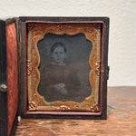 Antique Mourning Tintype of Sitter with Gold Pinky Ring - Rare 19th Century Collectible Photography - American Historical Photography