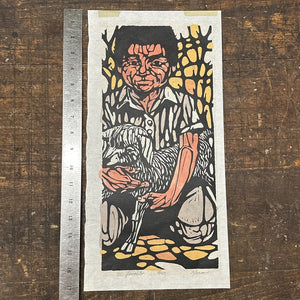 1960s Woodcut Print of Boy Holding.a Lamb | "El Favorito"