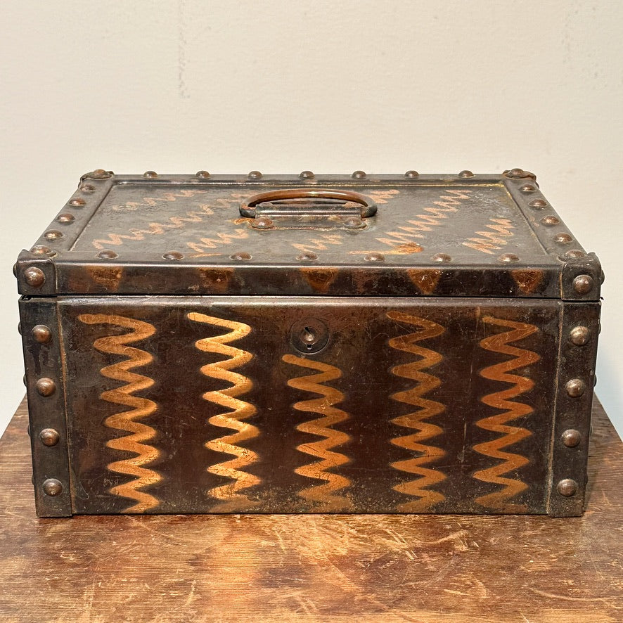 Reserved - Antique Japanned Copper Flash Strong Box