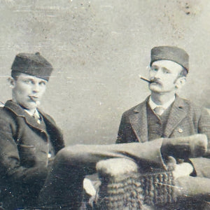 Antique Tintype of Cigar Smoking Gents in a Casual Pose | 1880s