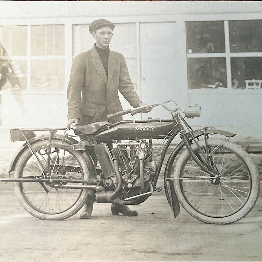 Antique Full View Indian Motorcycle Postcard Early 1900s – Mad