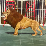 1930s Carnival Painting of Lion Tamer by Circus Painter R.G. Fiege