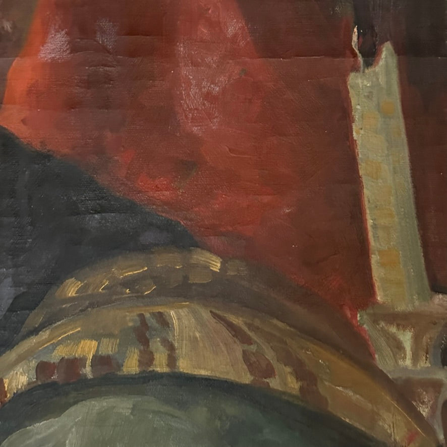 Early 1900s Memento Mori Painting of Artist with Skull | Self Portrait ...