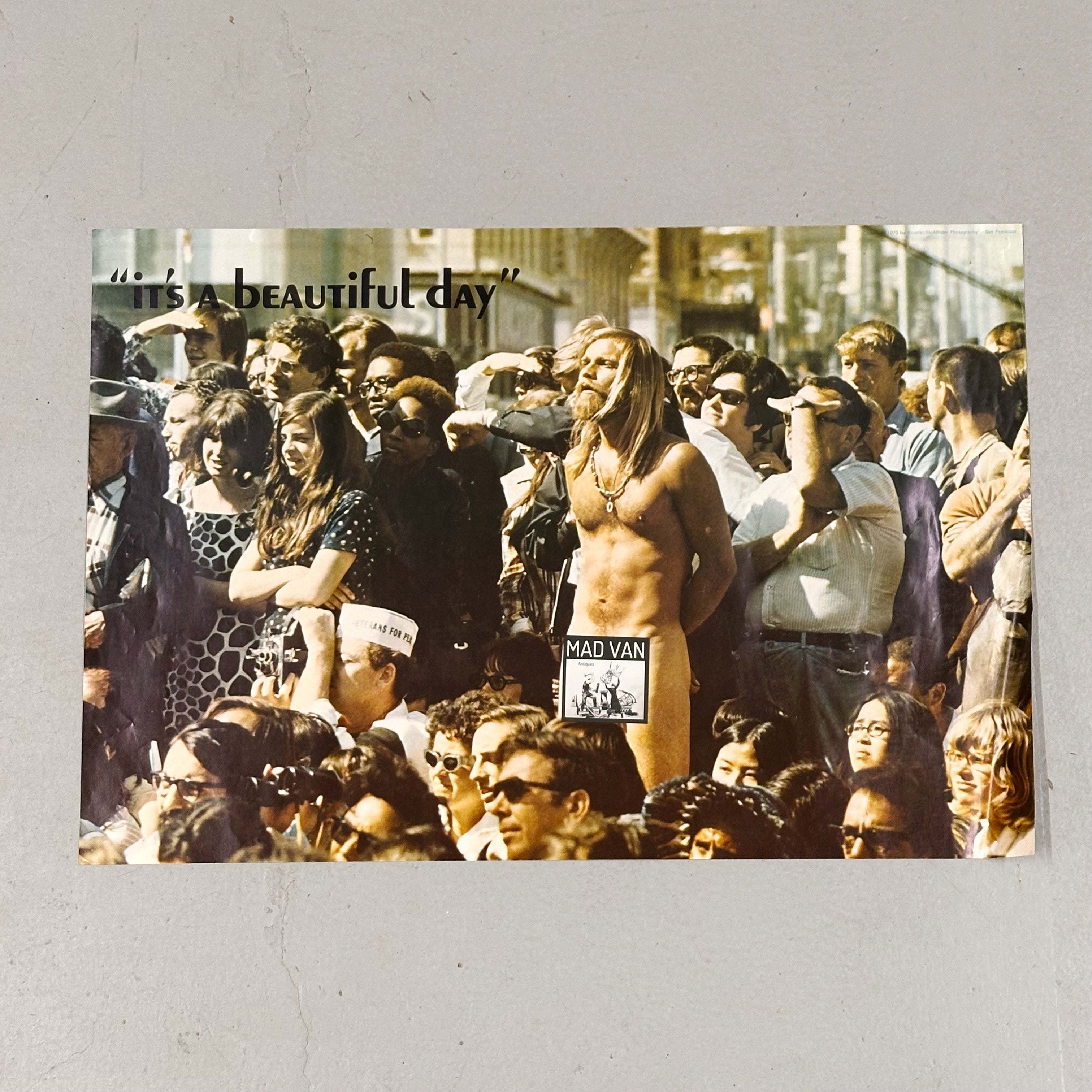 1970s Hippie Poster of Naked Anti-Vietnam Protester