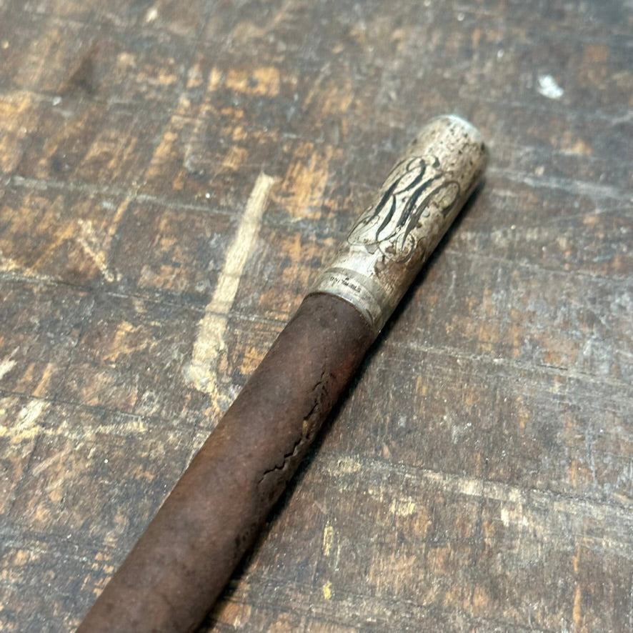 Antique Wrapped Leather Cane with 