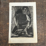 1960s Woodcut of Edgy Man Deep in Thought | Mystery Artist