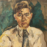 1950s Expressionist Oil Portrait Painting of Man | Unsigned Palette Knife Impasto | Vintage Mid-century Fine Art