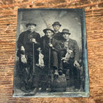 Antique Tintype Photograph of Hunting Party with Rifles and Rabbits