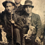 Antique Tintype Photograph of Hunting Party with Rifles and Rabbits