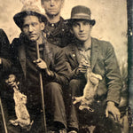 Antique Tintype Photograph of Hunting Party with Rifles and Rabbits
