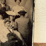 Antique Tintype of Man With Back to Camera in Group Portrait