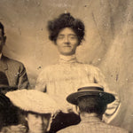 Antique Tintype of Man With Back to Camera in Group Portrait