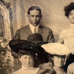 Antique Tintype of Man With Back to Camera in Group Portrait
