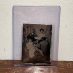 Antique Tintype of Man With Back to Camera in Group Portrait